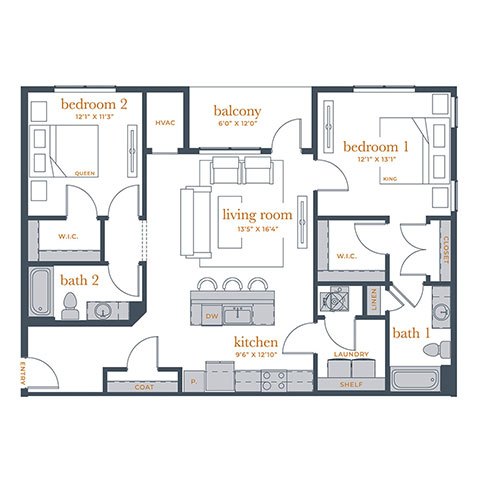 Floor plan layout diagram for B2