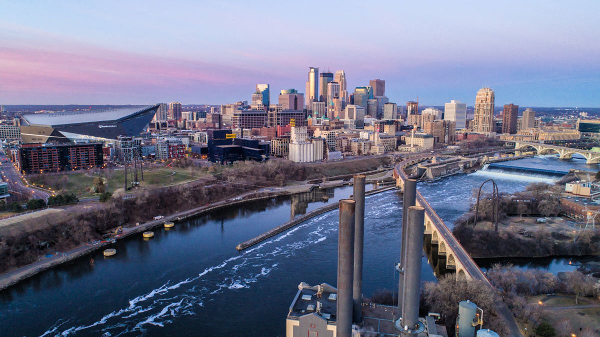 skyline of downtown Minneapolis, MN