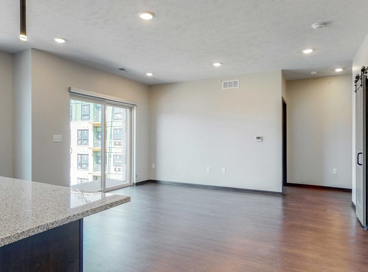 Spacious living-dining space at Haven at Uptown in Lincoln, NE
