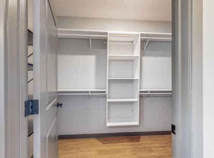 Large walk in closet providing plenty of storage space at Haven at Uptown in Lincoln, NE