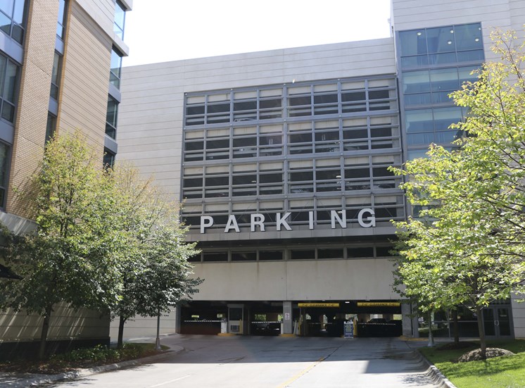 Easy access to parking at Midtown Crossing Apartments, Omaha, 68131