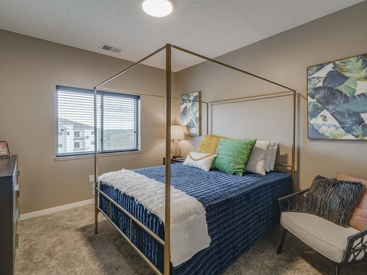 Spacious bedroom at The Flats at Shadow Creek new luxury apartments in east Lincoln NE 68520