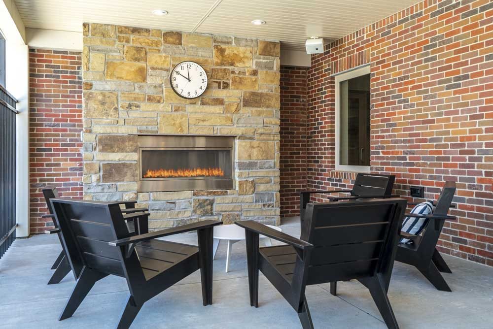 Outdoor fire place and seating at The Villas at Mahoney Park