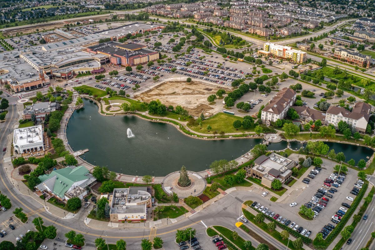Jordan Creek Town Center in West Des Moines Aerial view of Jordan Creek Town Center in West Des Moines
