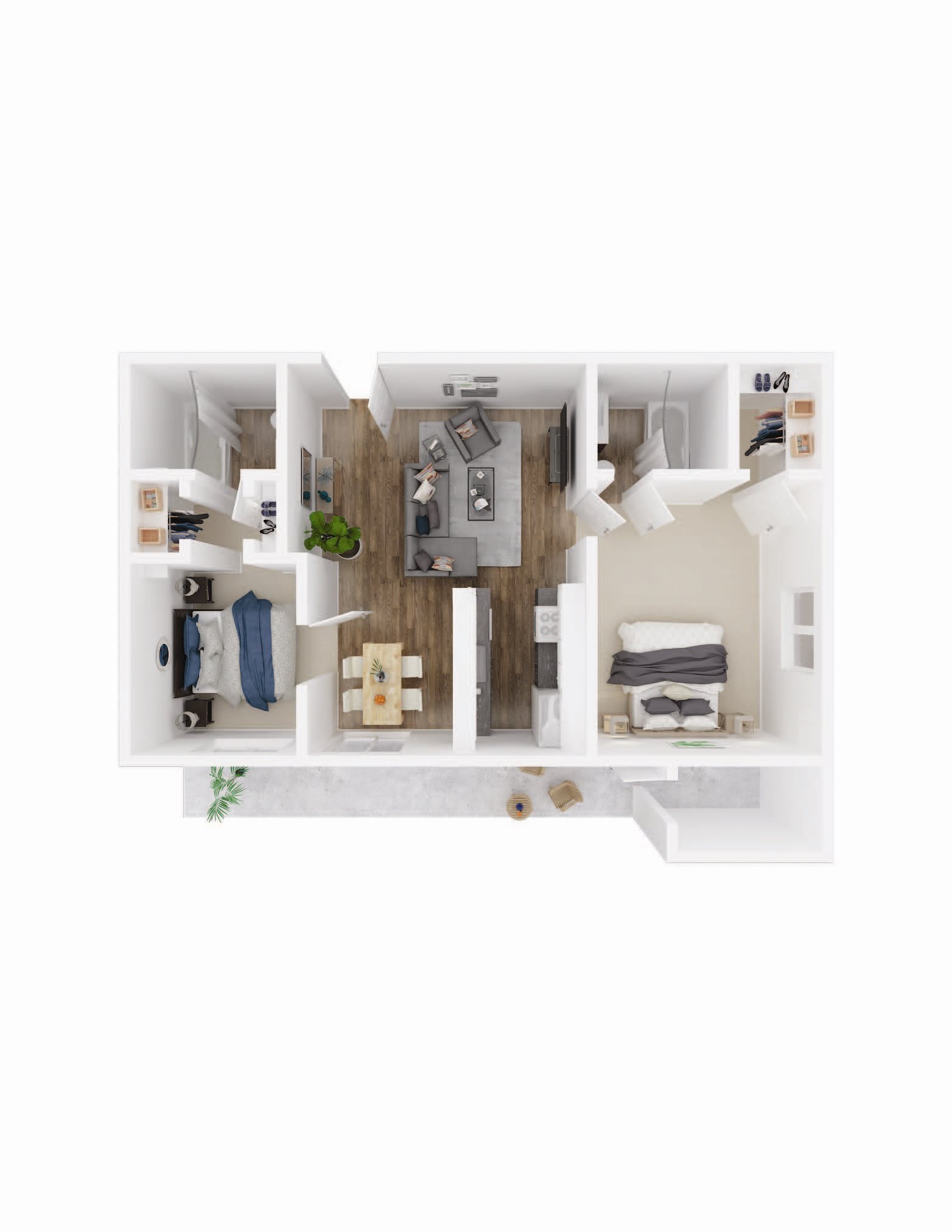 University Gardens 2 bedroom 2 bathroom floor plan image University Gardens 2 bedroom 2 bathroom floor plan image