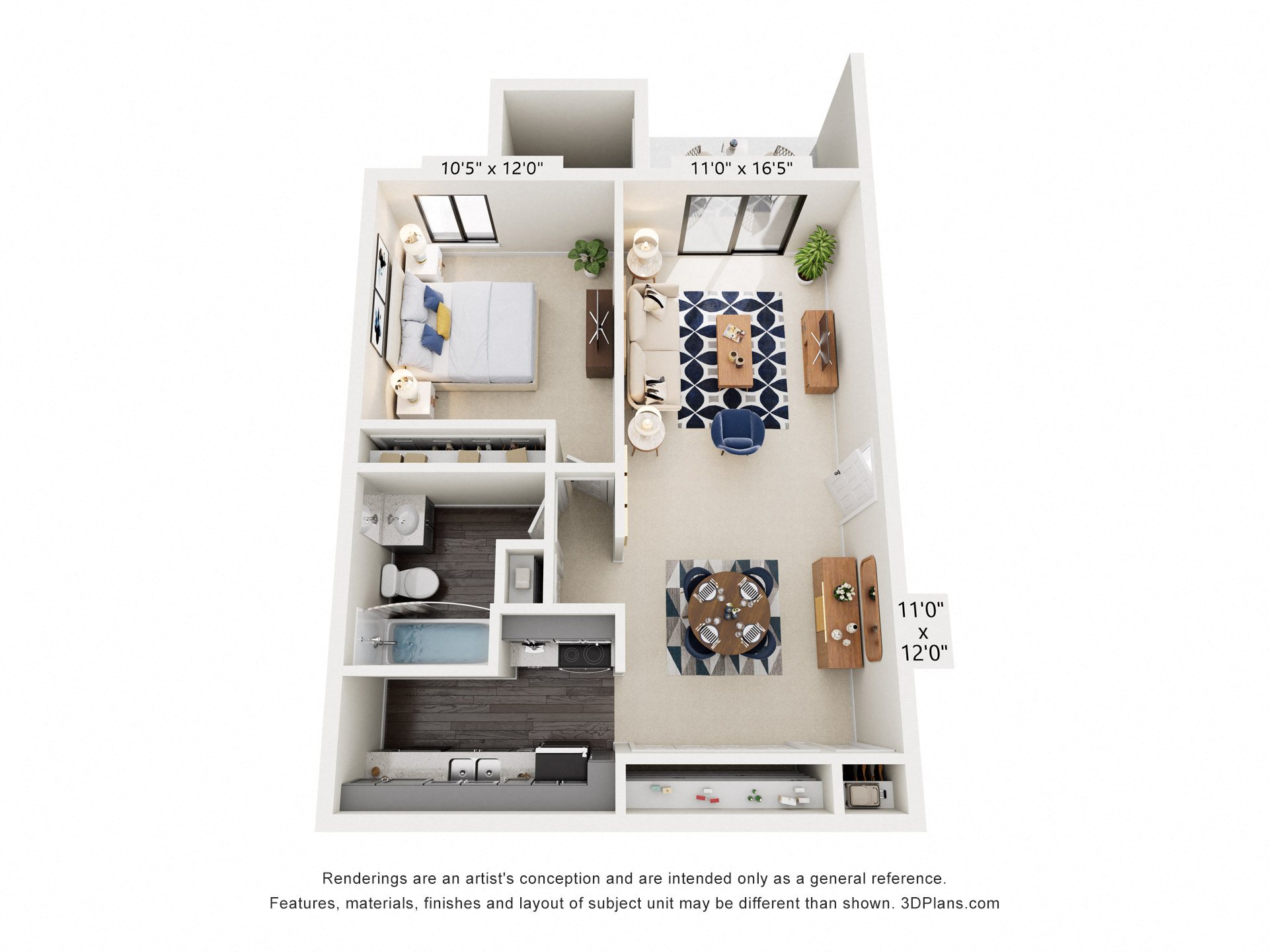 The Forest: 1 Bedroom floor plan at Forest Apartments