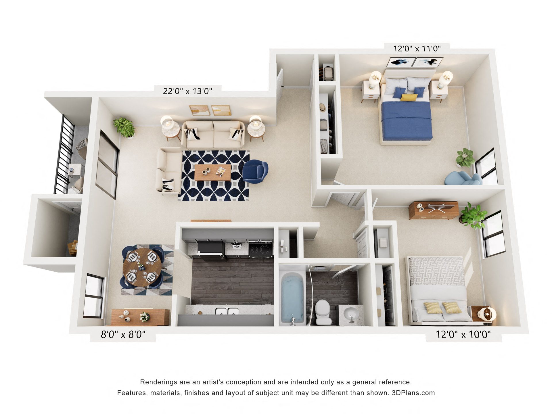 The Forest: 2 Bedroom floor plan at Forest Apartments