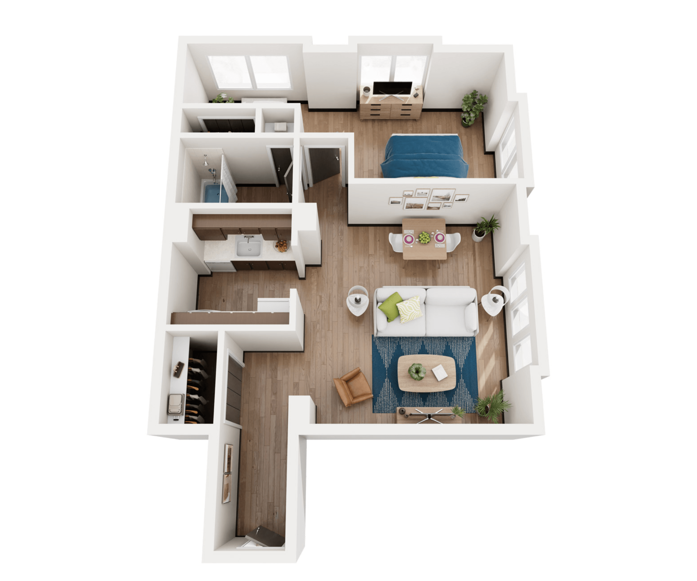 One Bedroom floor plan at Kensington Arms Apartments