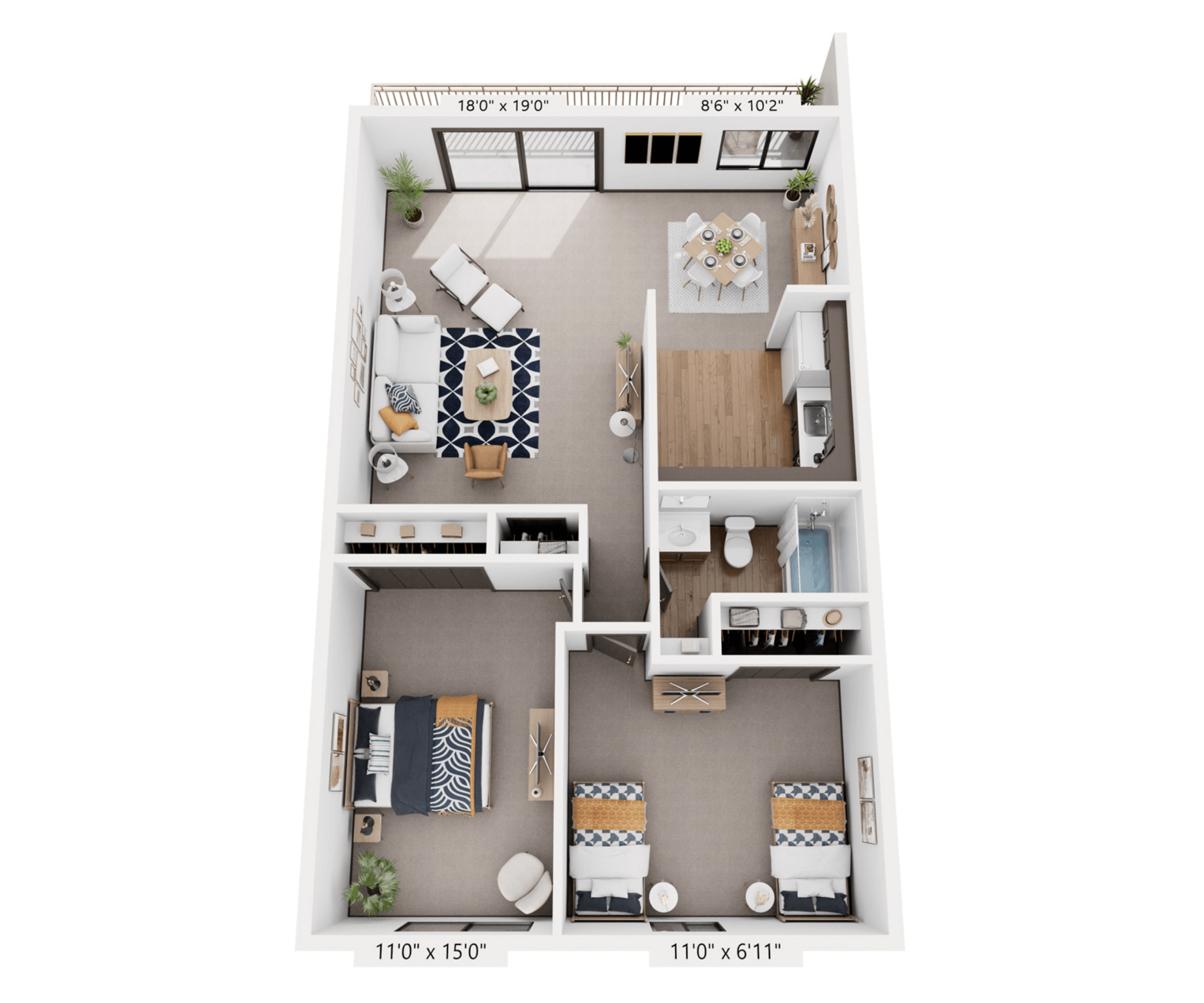 Mount Vernon: 2 Bedroom floor plan at Mount Vernon Apartments