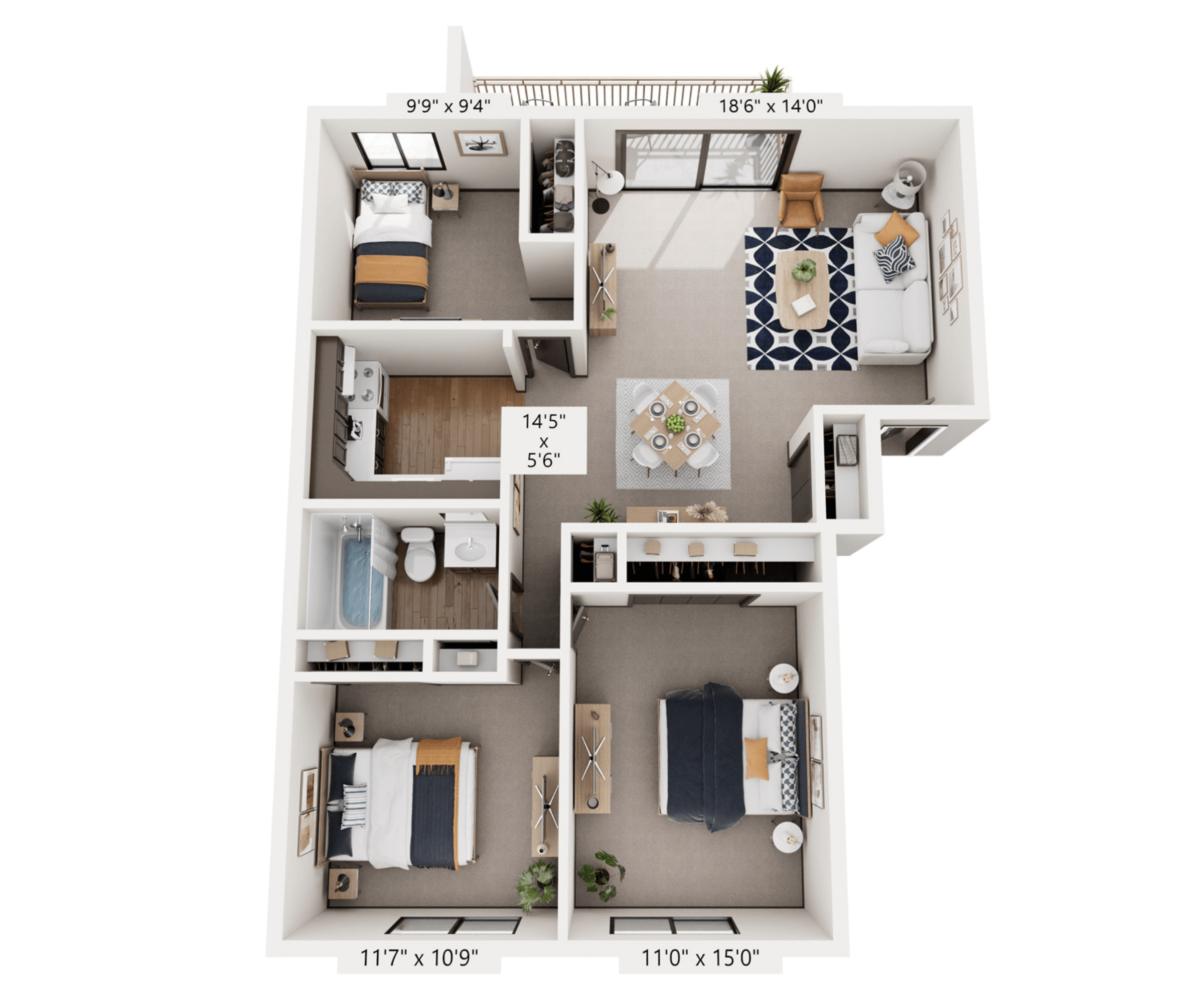 Mount Vernon: 3 Bedroom floor plan at Mount Vernon Apartments
