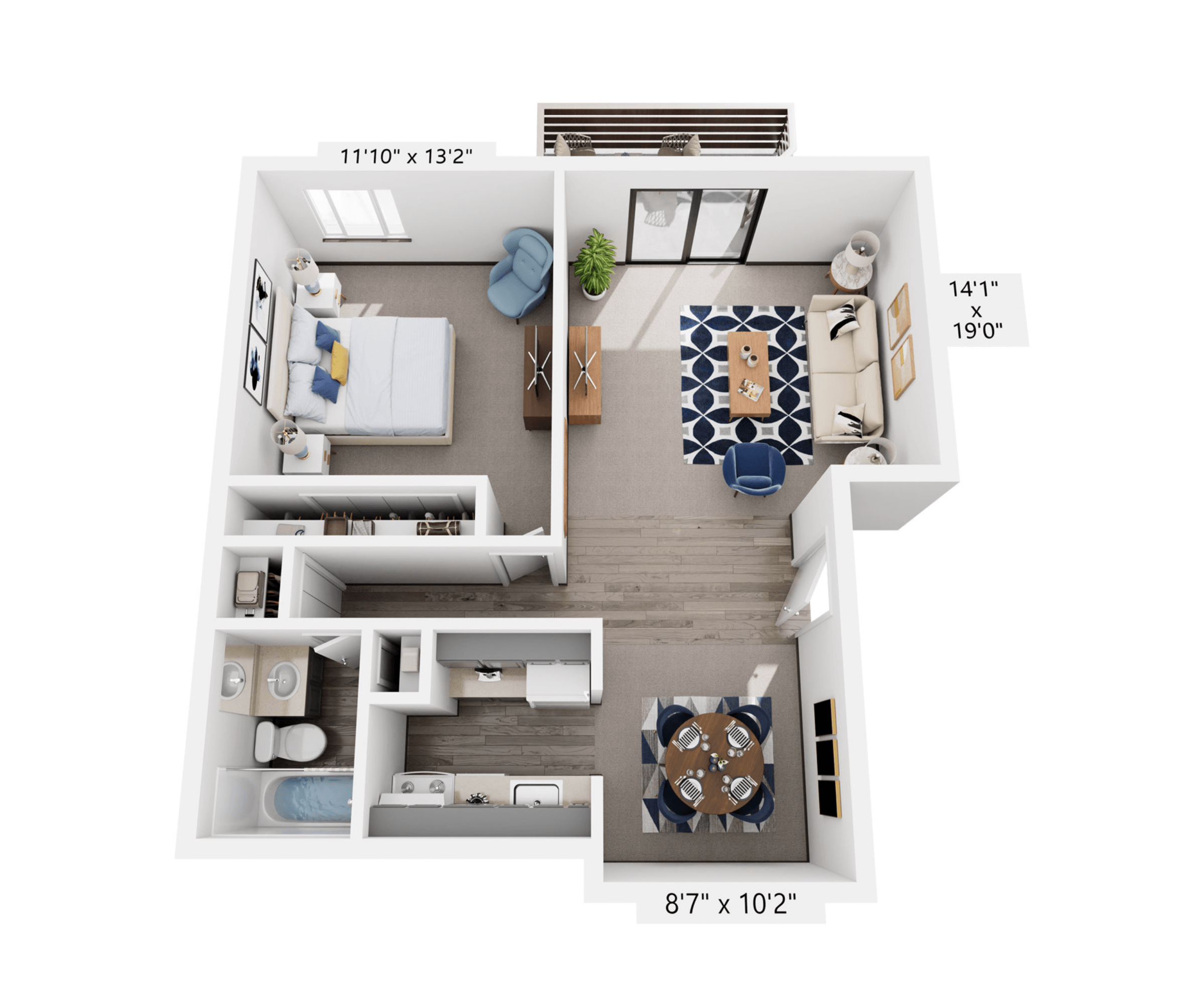 1 Bed  1 Bath floor plan at Versailles Castle