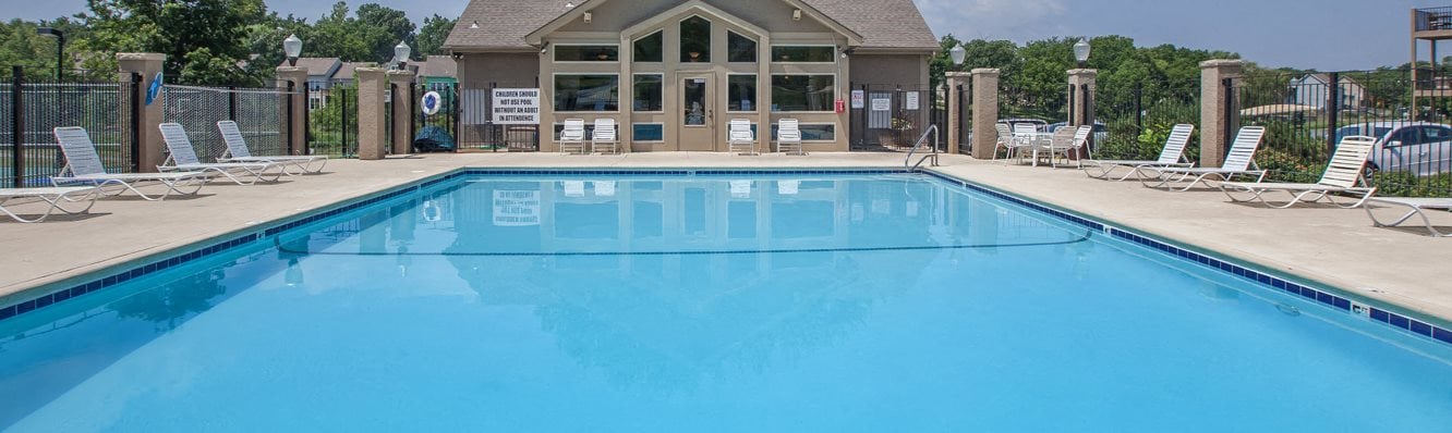 Front Pool View at Millcreek Woods Apartments, Olathe