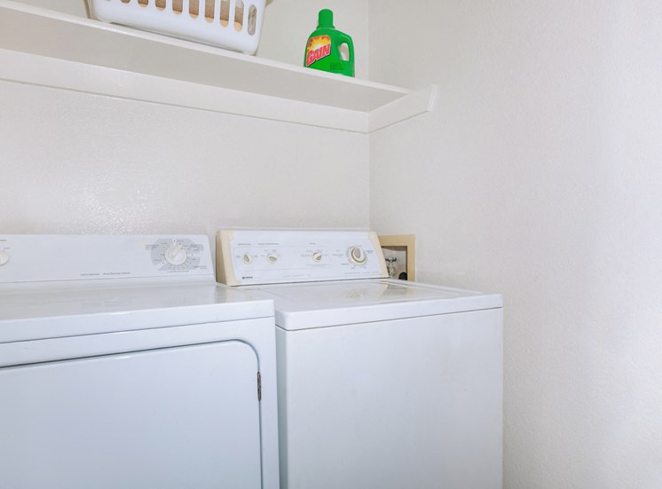 washer and dryer with shelving