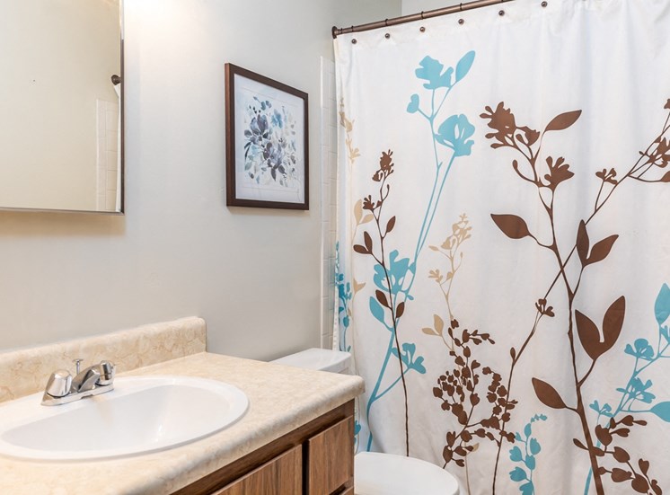 Bathroom attached to bedroom at Cloverset Valley Apartments, Kansas City, 64114