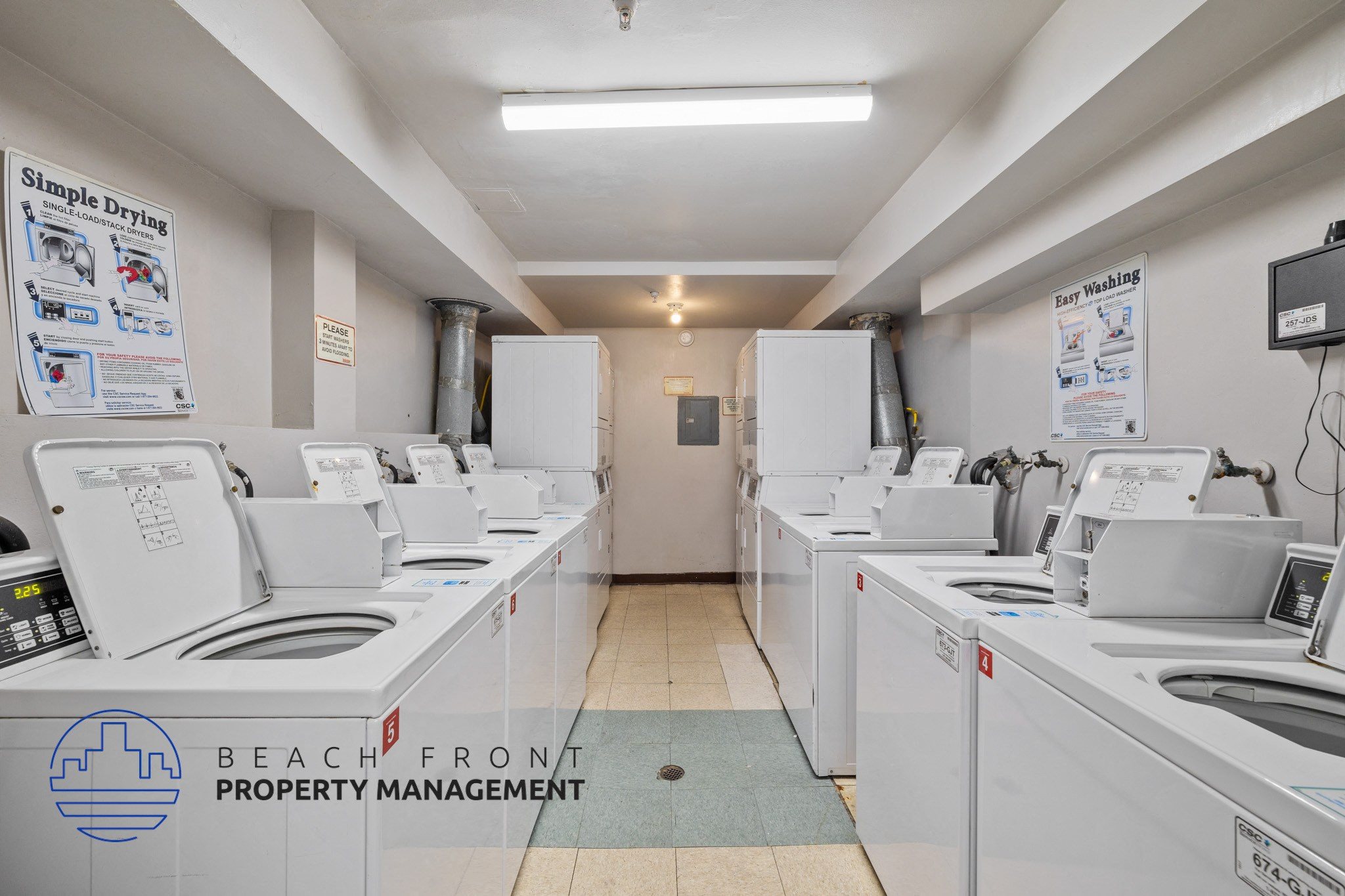 A laundromat with the words