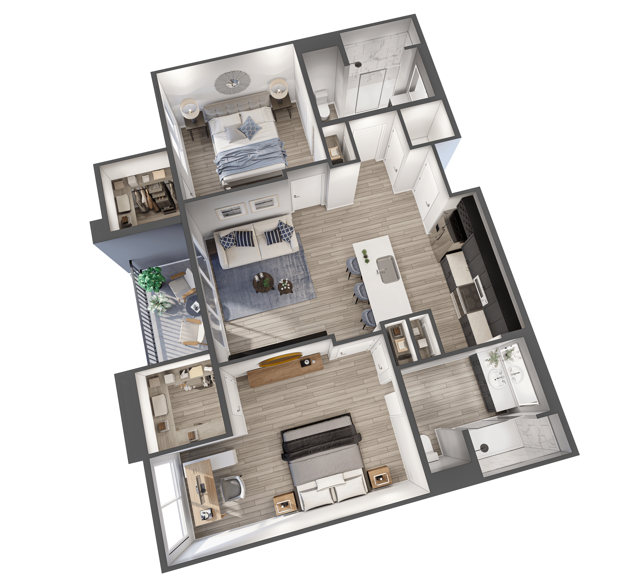 a 3d floor plan of a house