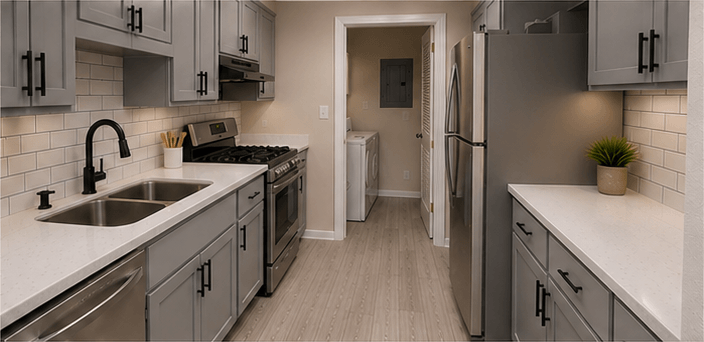 Renovated B2R kitchen at Alaire at Morningside