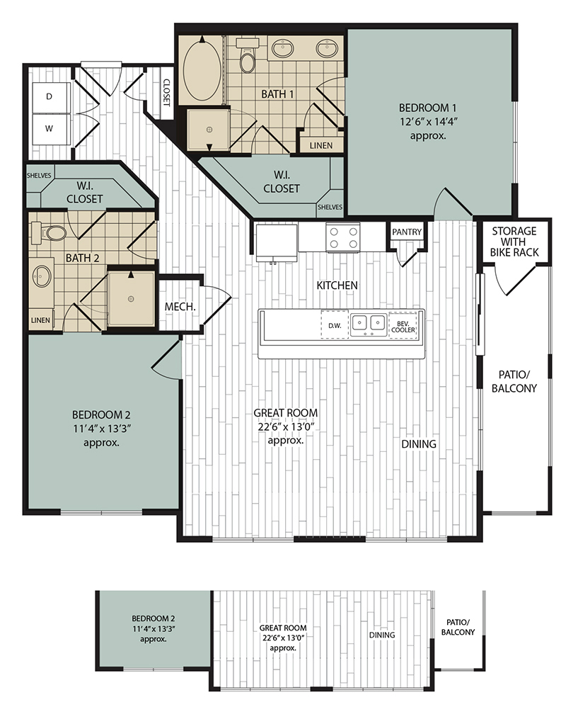 floor plan option in our east riverside apartments
