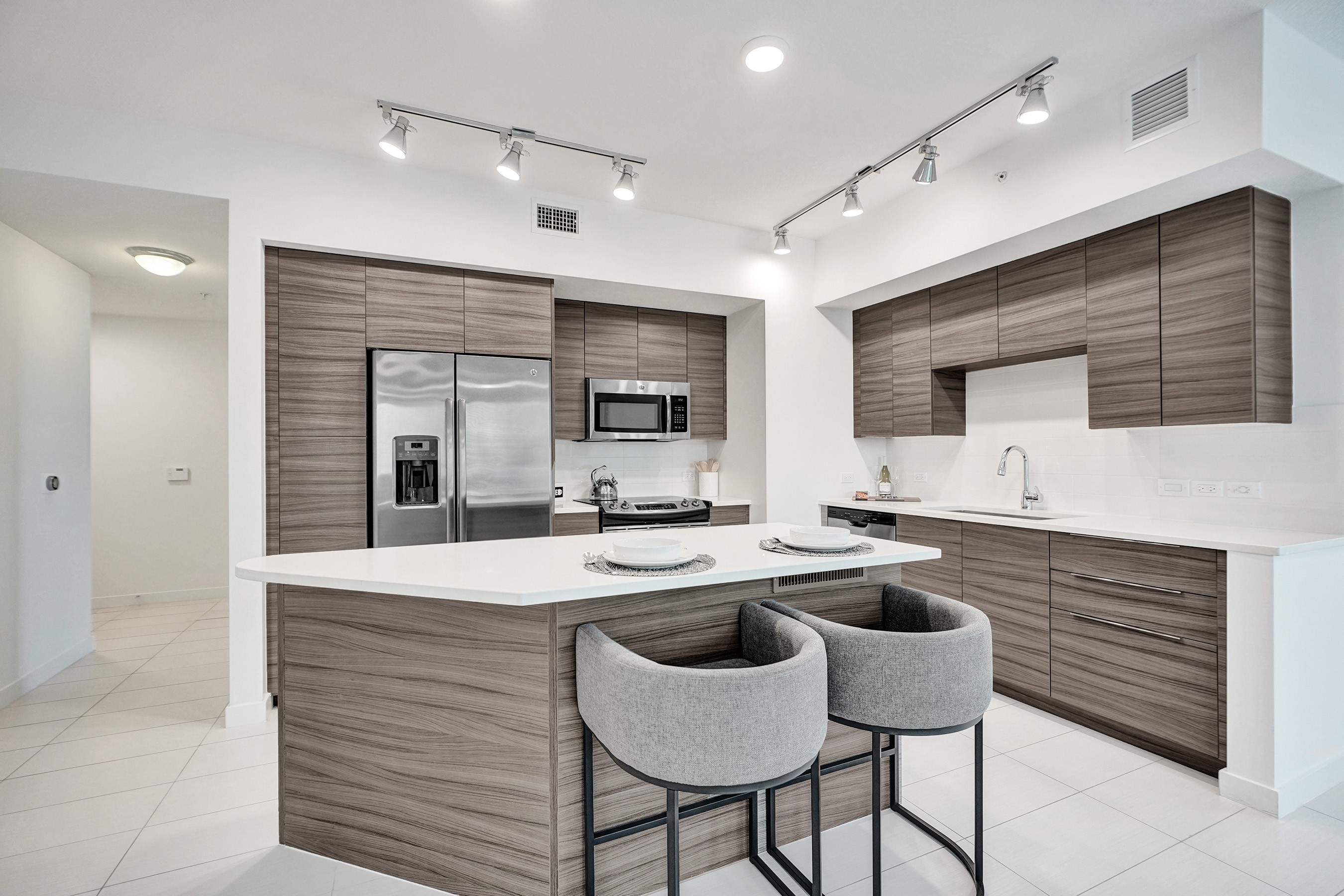 Kitchen in the B3 Mystic furnished apartment at 10X Boca Raton