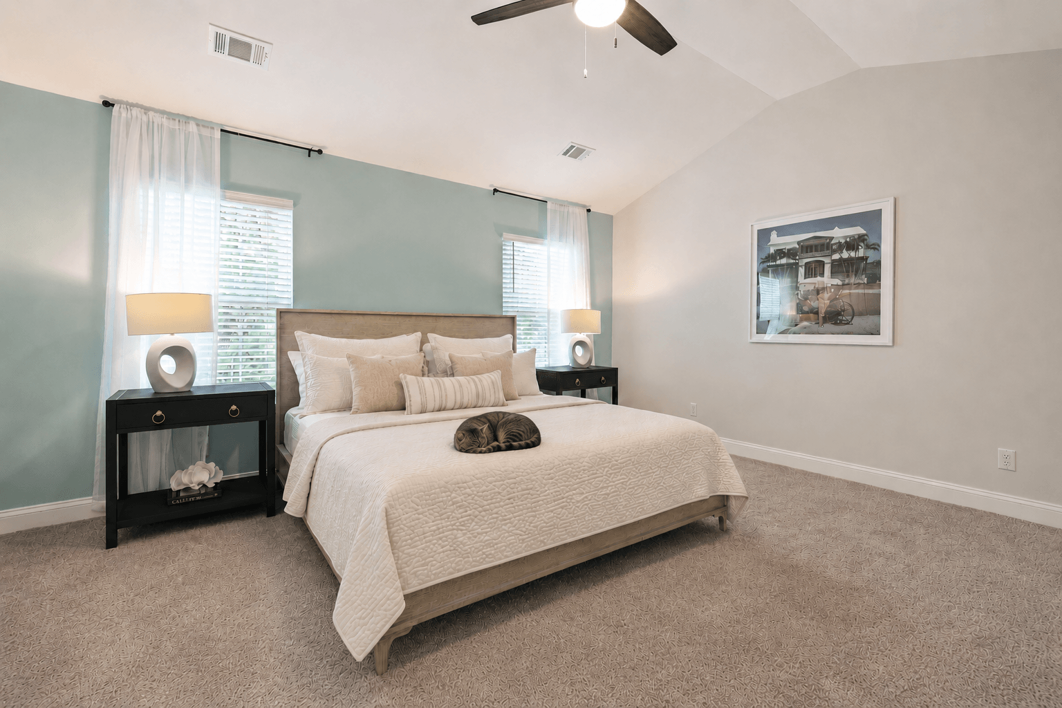 Cat relaxing in a pet-friendly townhome