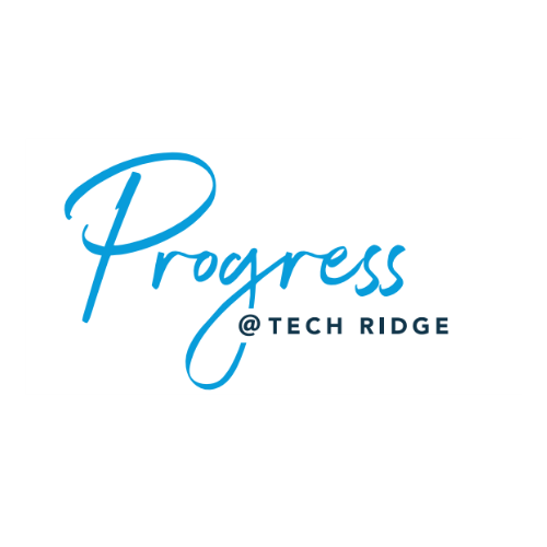 a logo for progressive tech ridge on a white and green background