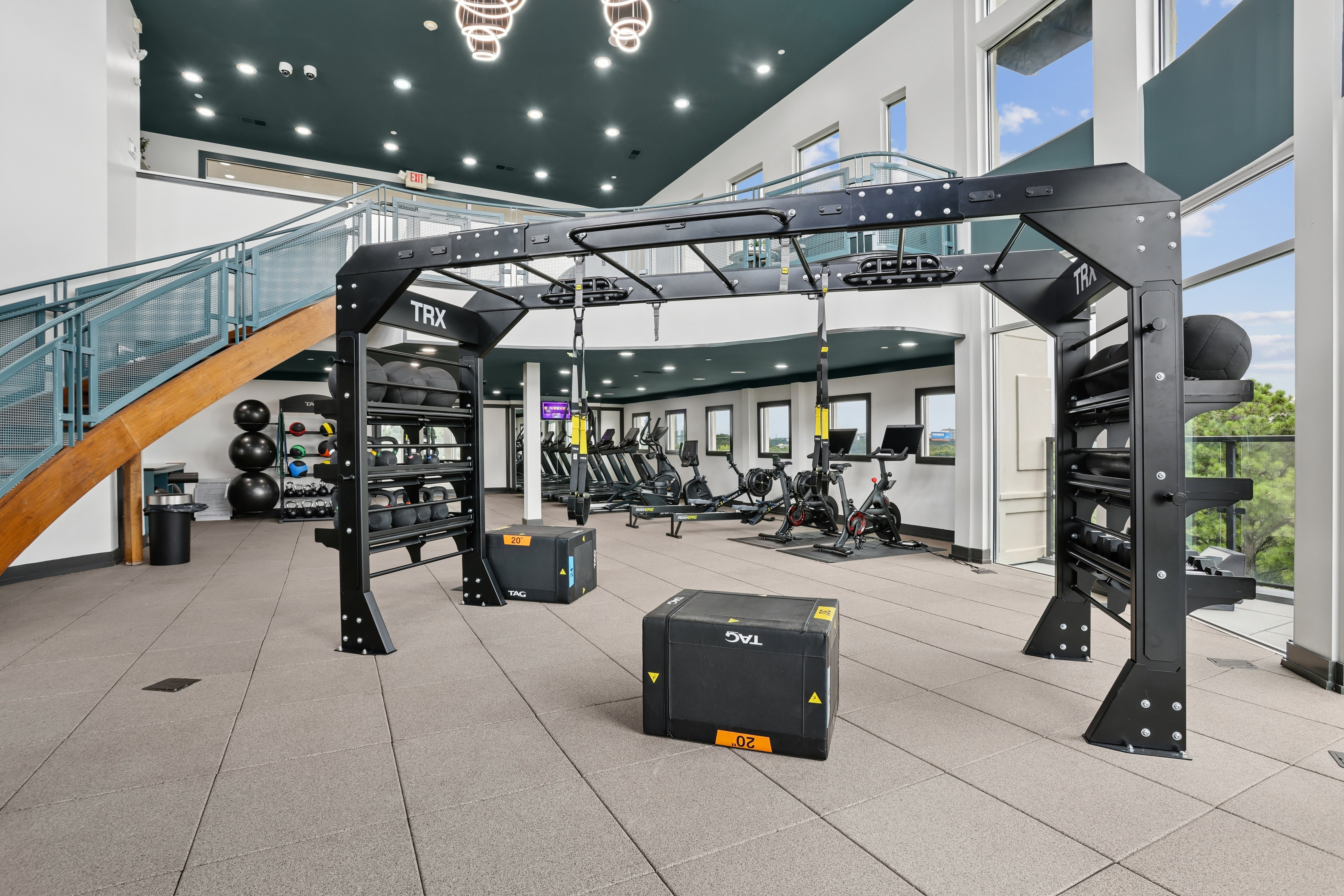 Treeline Ansley fitness center with Peloton bikes