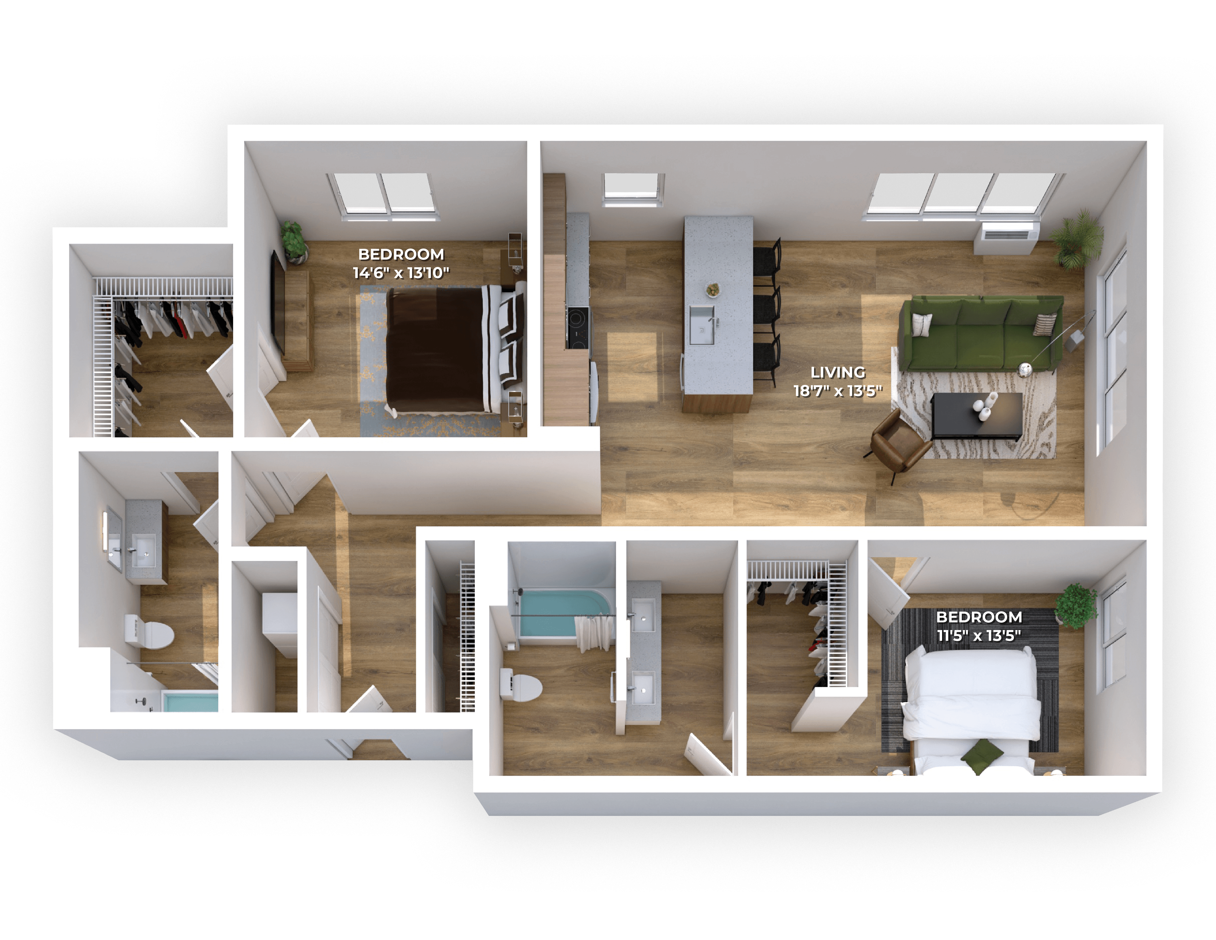 Floor plan layout diagram for Two Bedroom C9