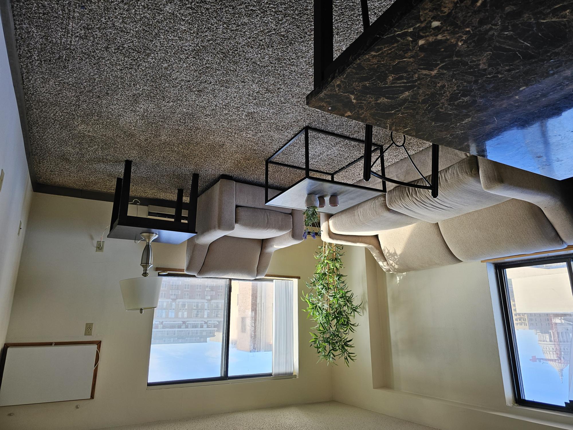 one bedroom apartment corner style living room