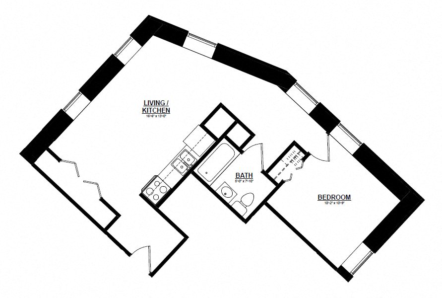 One Bedroom B floor plan
