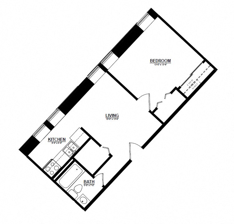 One Bedroom K floor plan