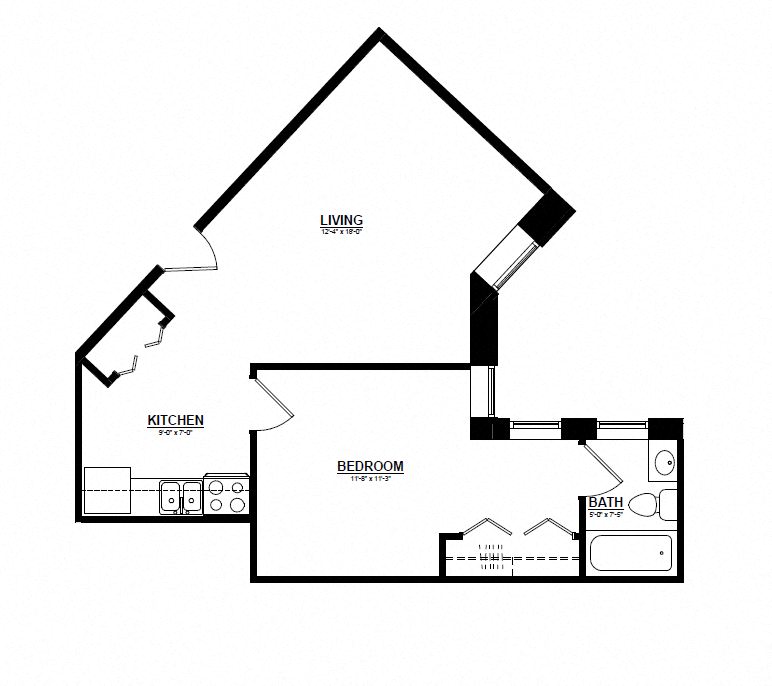 One Bedroom C floor plan