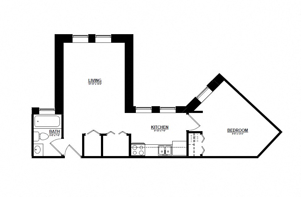 One Bedroom E floor plan