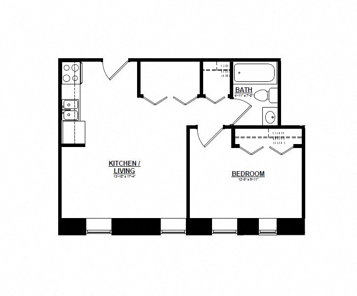 One Bedroom D floor plan