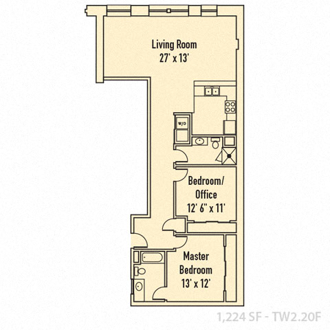Two Bedroom F floor plan