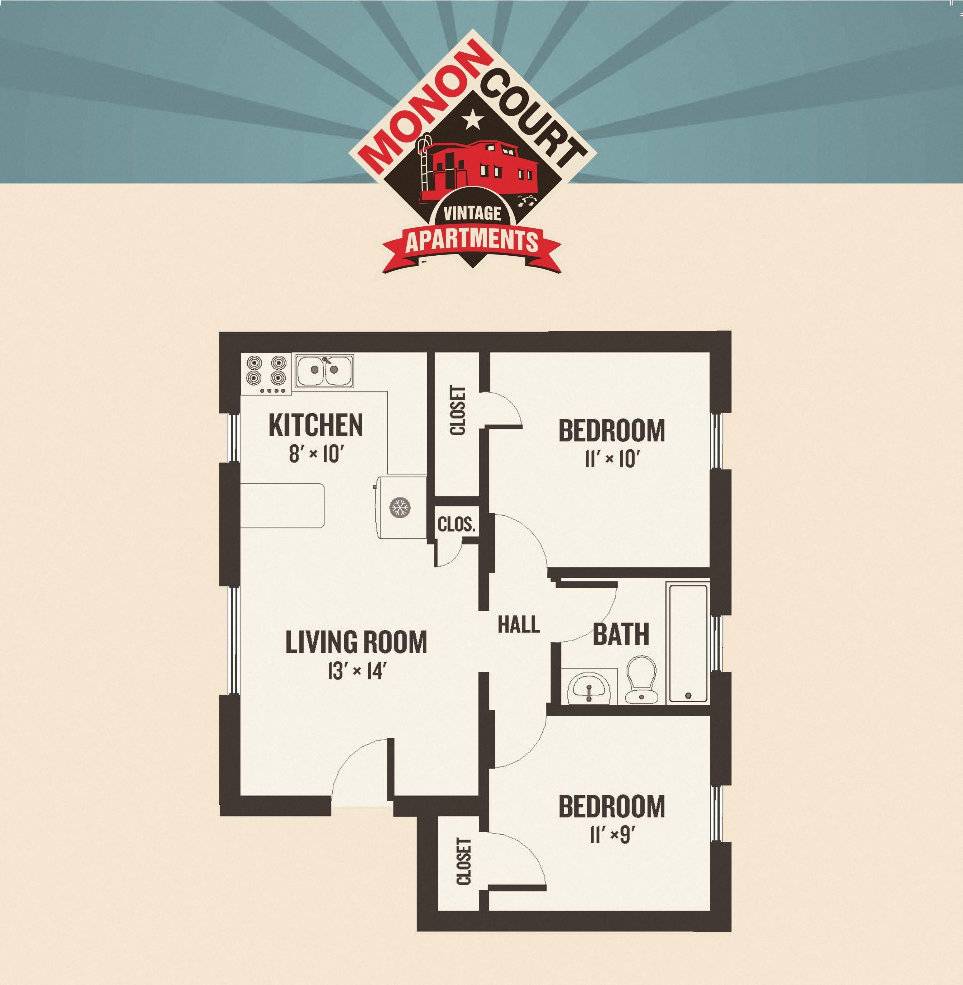 Monon Court - 2 Bedrooms floor plan