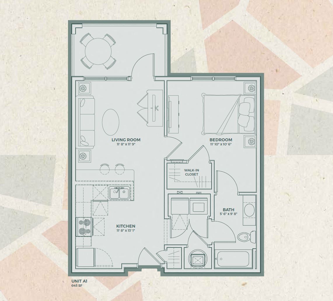 A1 - 1 Bedroom floor plan