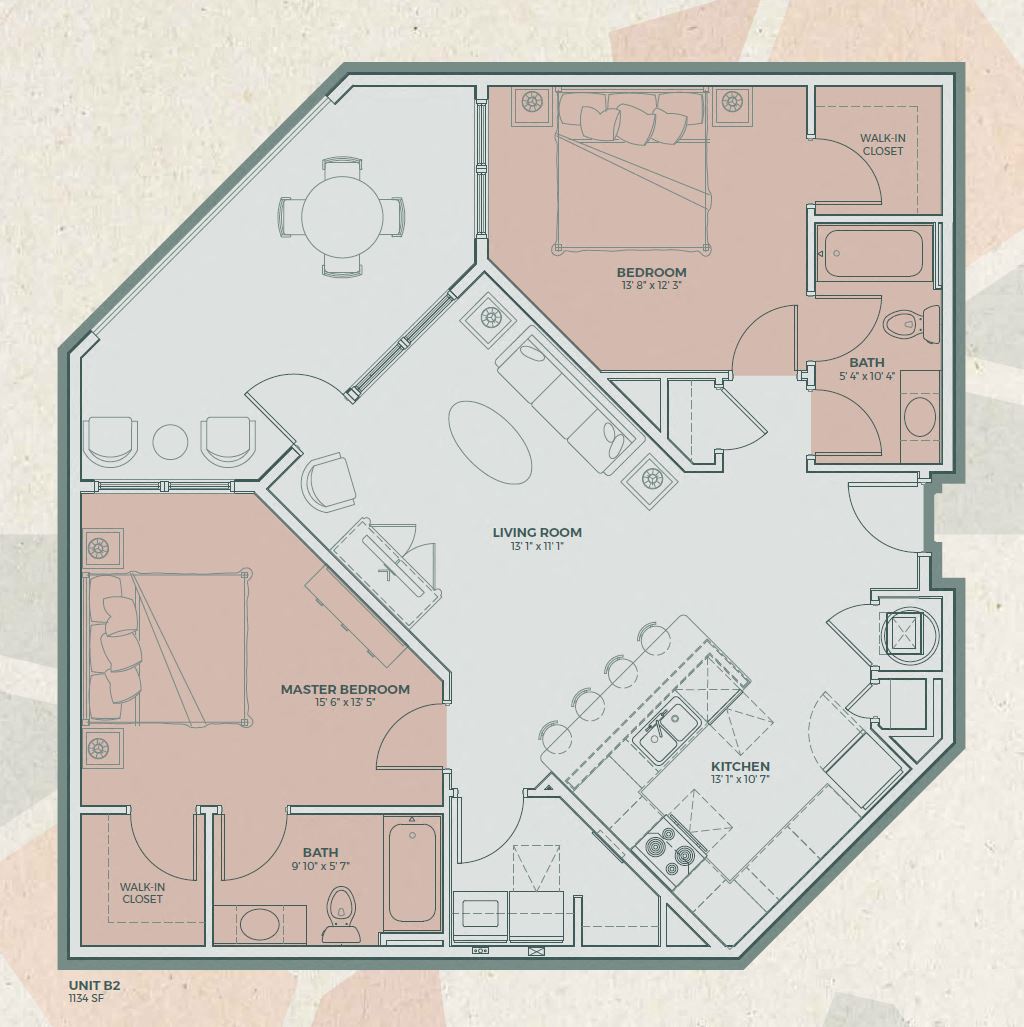 B2 - 2 Bedroom floor plan
