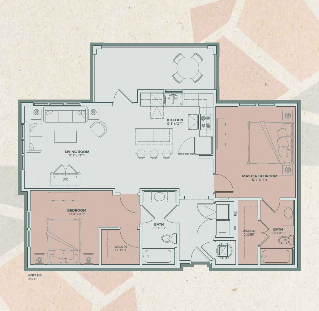 B3 - 2 Bedroom floor plan
