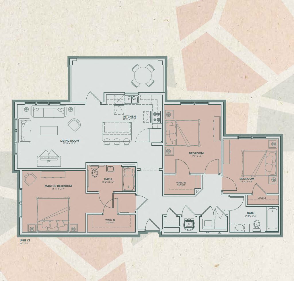 C1 - 3 Bedroom floor plan