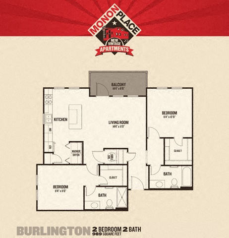 Monon Place II - 2 Bedrooms floor plan