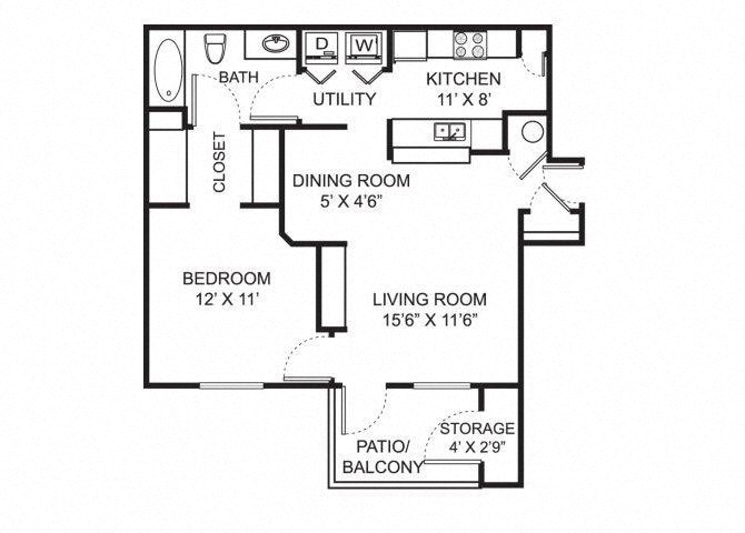 One Bedroom - A1 (1.10 A) floor plan