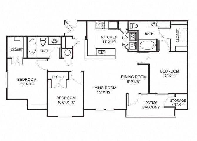 Three Bedroom - C1 (3.20 A) floor plan