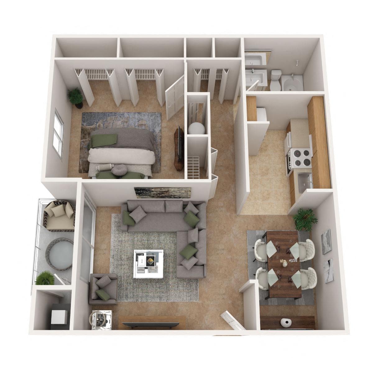 Colonial Crest Apartments - One Bedroom Traditional Floor Plan Picture