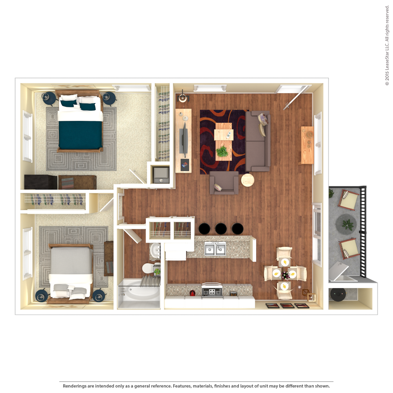 Two bedroom floor plan