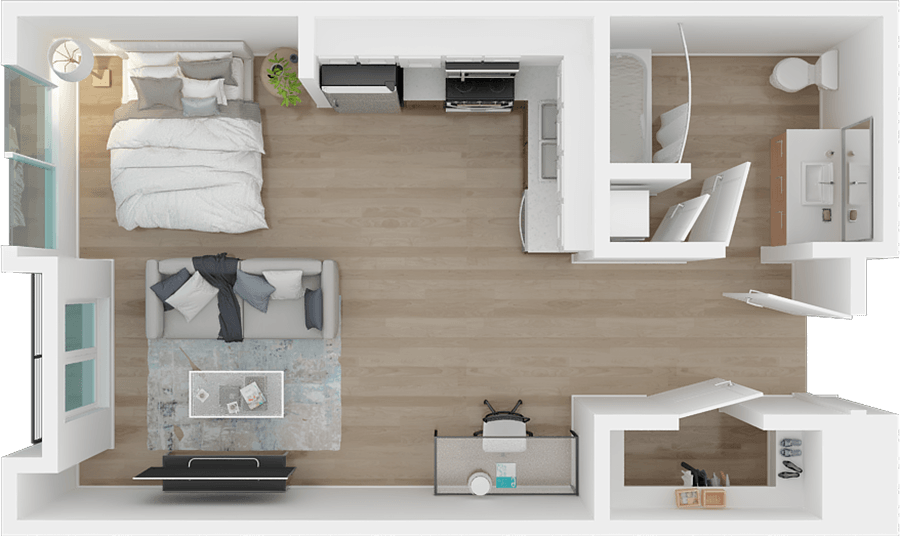 The Adriano Studio floor plan  at 1801 L | Sacramento, CA 95811