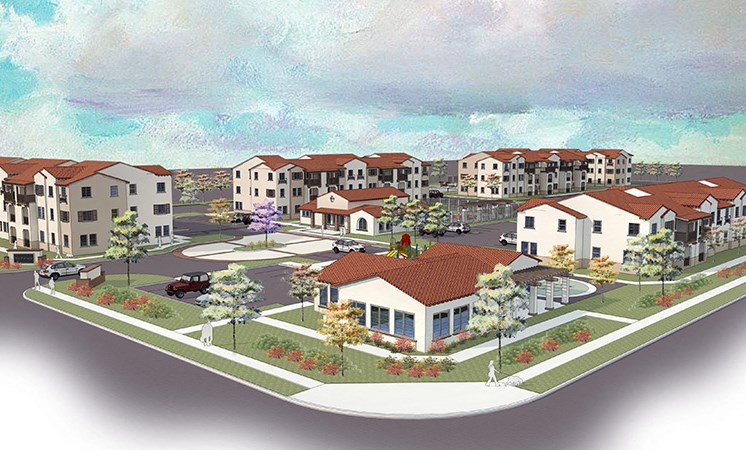 Rendering of community with view of buildings