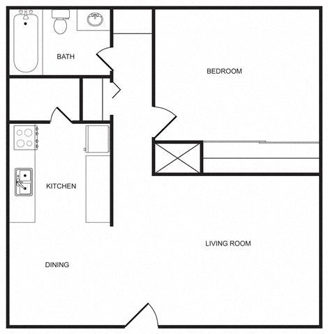 One bedroom floor plan