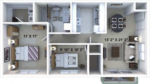Two bedroom floor plan