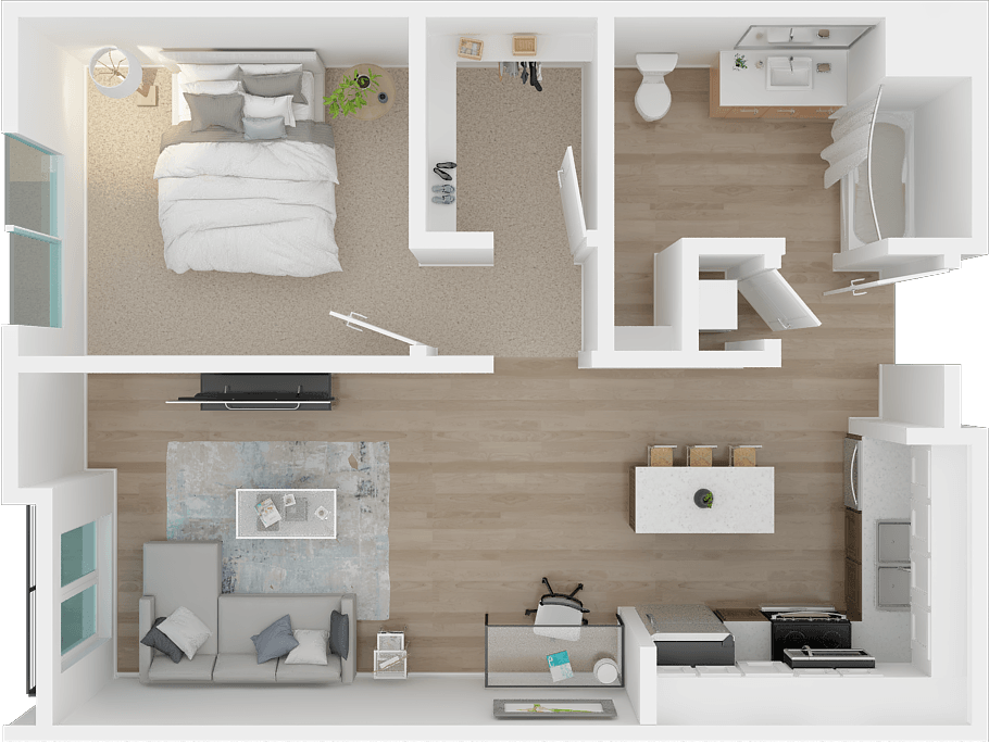 The Cezanne 1x1 floor plan at 1801 L | Sacramento, CA 95811