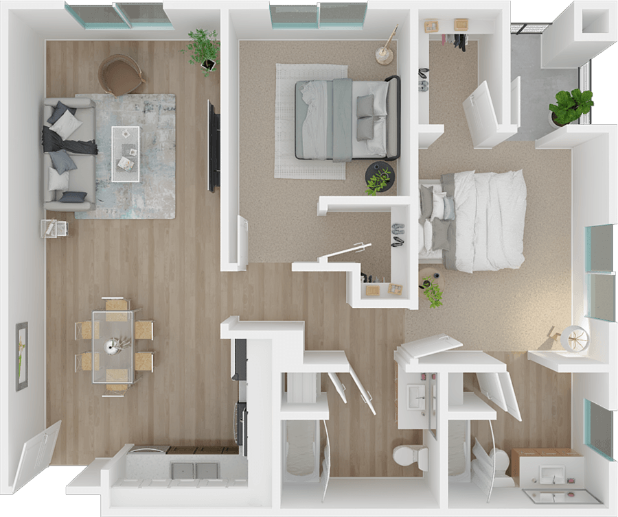 The Degas 2x2 floor plan at 1801 L | Sacramento, CA 95811
